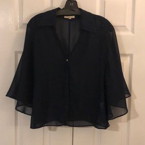 Sheer navy button down